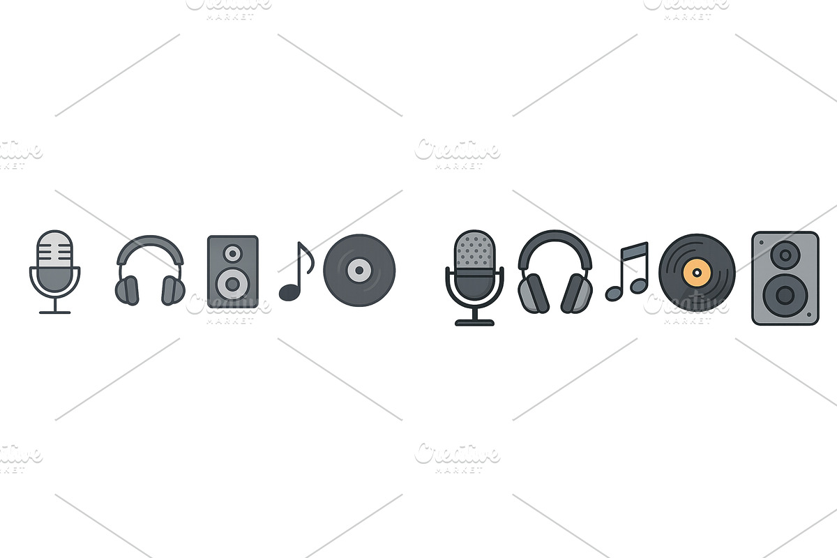 Various audio-related icons, an Illustration by ZinetroN