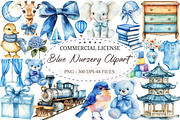 Watercolor Blue Nursery Clipart, a Seasonal Illustration by designcity5 (Thumbnail 1 of 5)