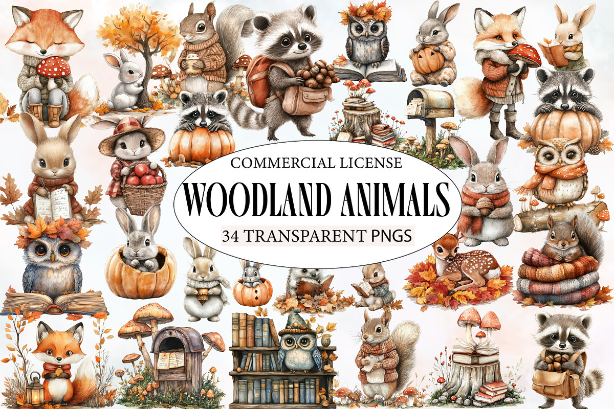 Watercolor Woodland Clipart, an Illustration by Designworld (Photo 1 of 5)