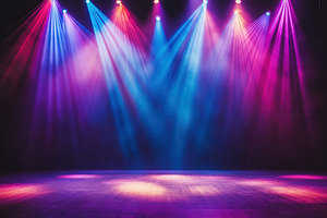 Theater stage bathed in spotlight, a Photo by Pavel_design