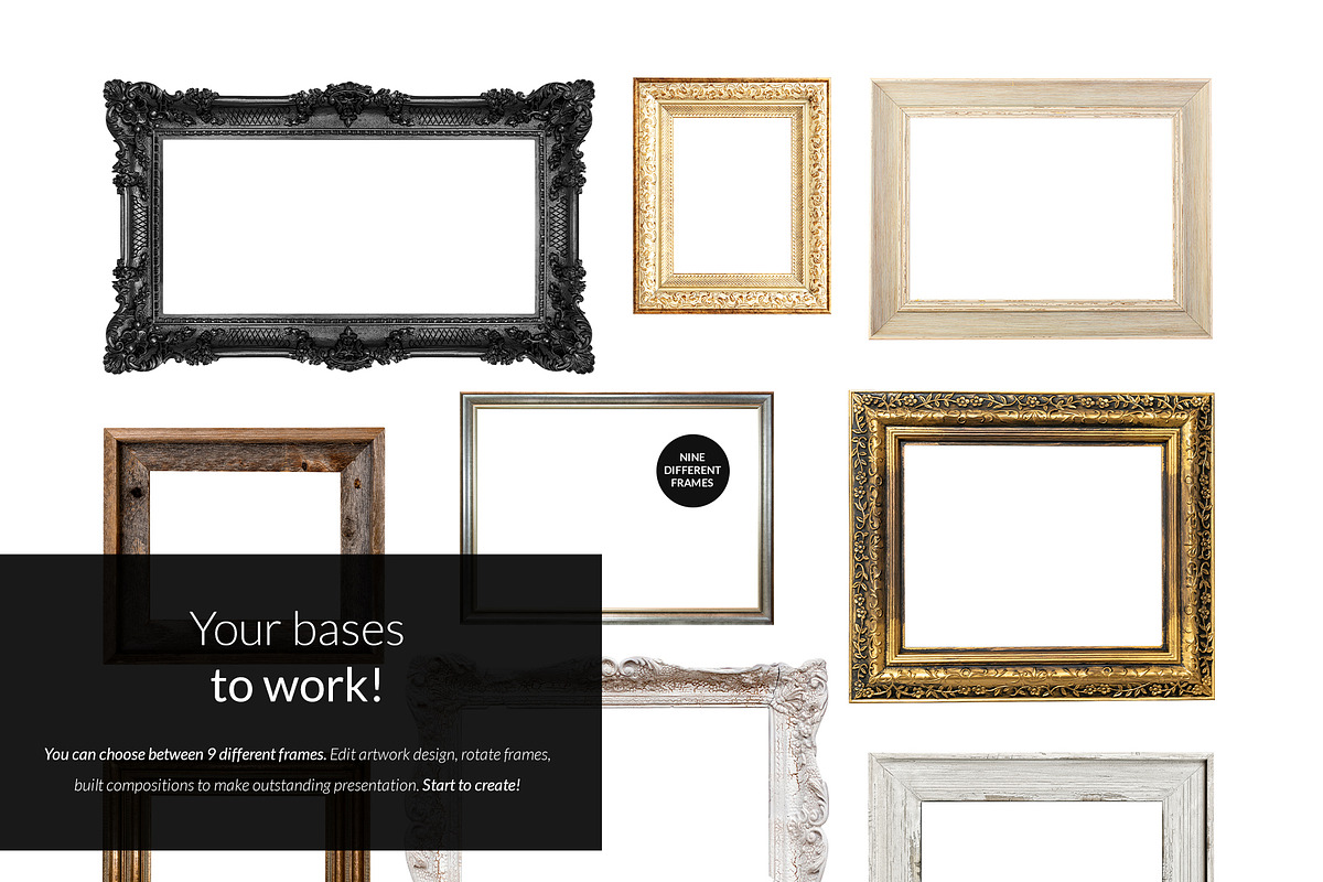Vintage Frame Kit 10xMock-ups, a Print Template by Mocca Mockups Store (Photo 2 of 6)