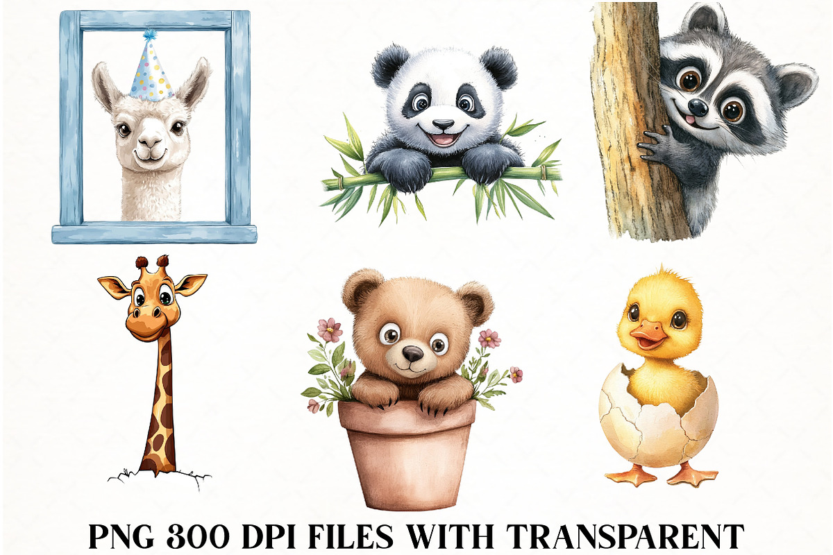Cute Animal Peeking Clipart, an Illustration by Watercolor design (Photo 2 of 4)