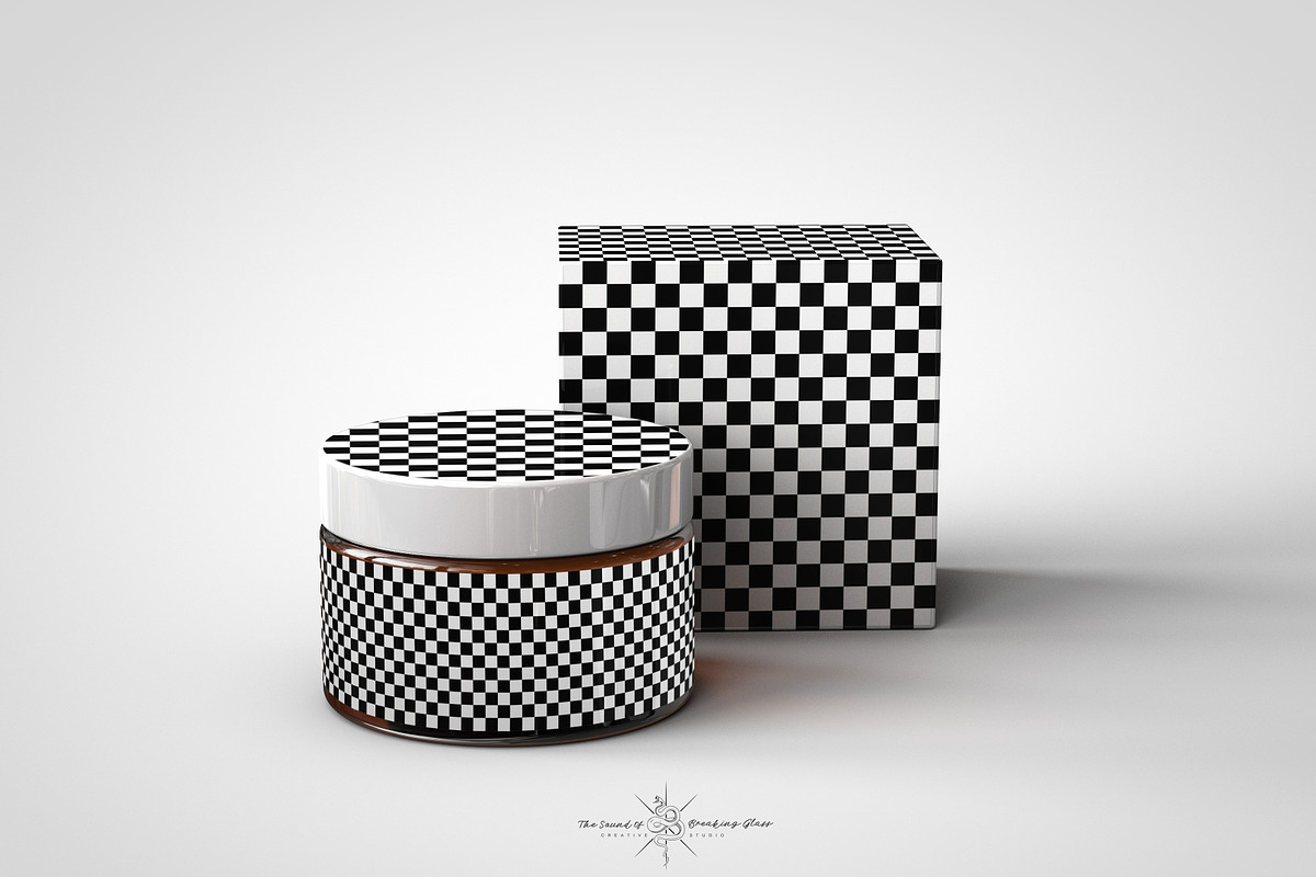 Amber Cosmetics Pot & Box Mock-Up, a Packaging Mockup by TSOBG (Photo 14 of 21)