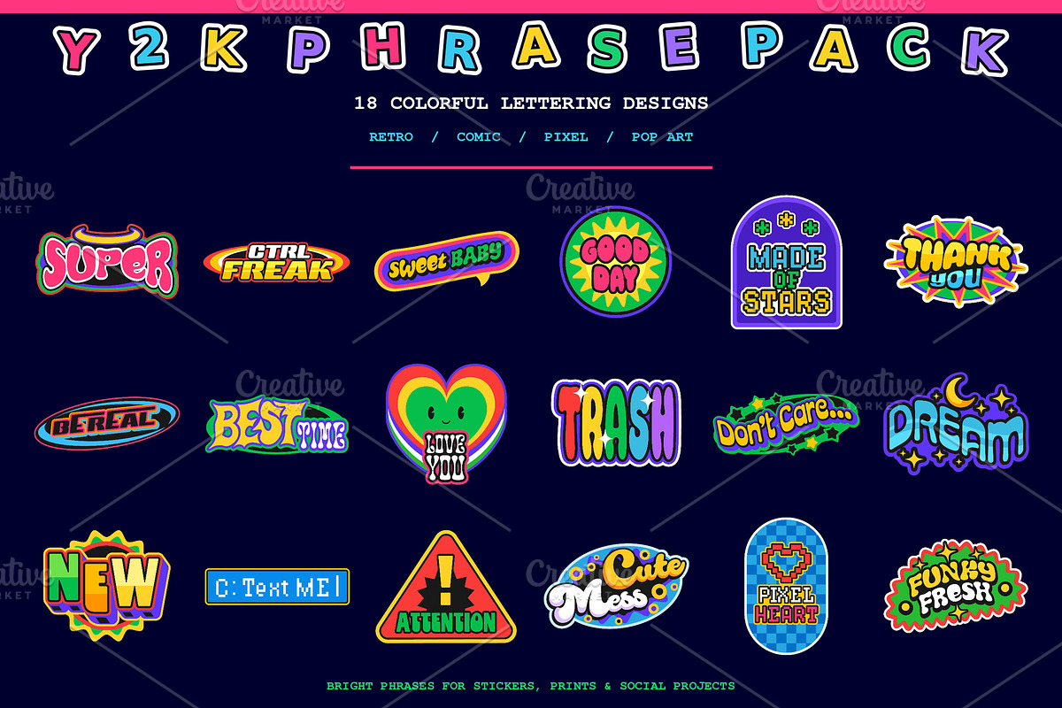 Retro Y2K stickers, patch labels, a Decorative Illustration by Vector Tradition (Photo 2 of 3)