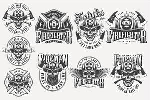 Vintage Firefighter Designs Set