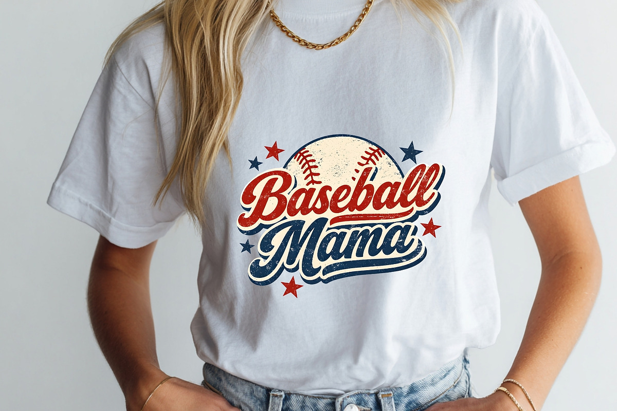 Retro Baseball Mama PNG Tshirt Sport, a Sport Illustration by SugarCloudStudioArt (Photo 3 of 6)
