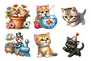 Watercolor Playful Kittens Clipart, an Illustration by Daily.Designs (Thumbnail 2 of 5)