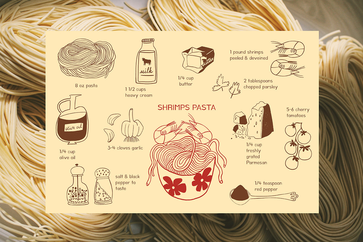 Pasta La Pasta. Food illustrations., a Food Illustration by Annakniaz (Photo 12 of 18)