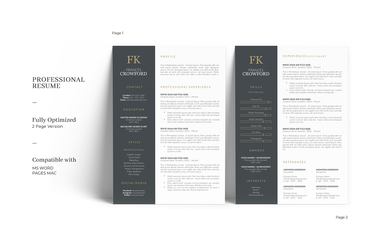 Stylish Resume Design Template, a Resume Template by GraphicFlava (Photo 2 of 8)