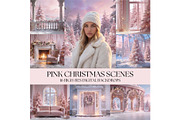 Pink Christmas Digital Backdrops, a Background Graphic by Business Chic (Thumbnail 1 of 4)