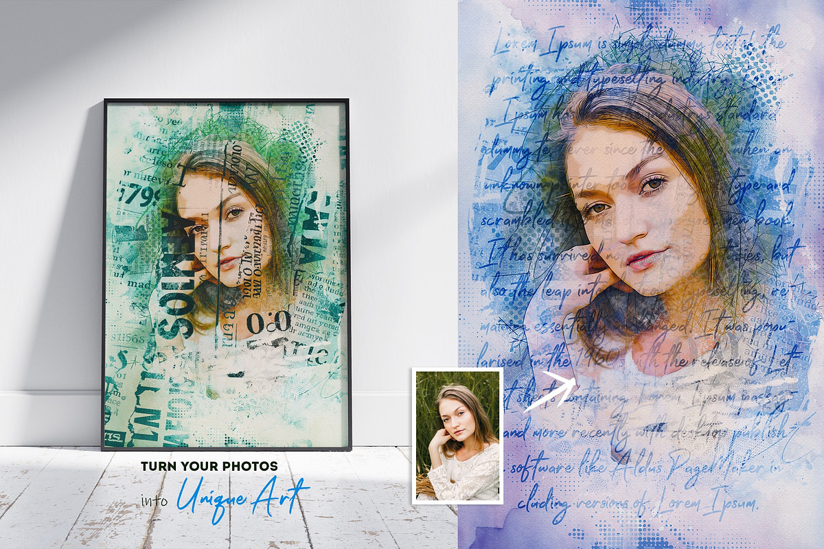 Mixed art photo effect mockup, a Brushes & More by zahidhossainalif (Photo 5 of 16)