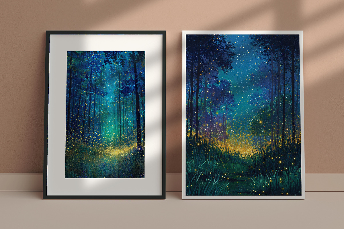 Dreamy Forest Night Illustration, a Decorative Illustration by Housui Patterns (Photo 5 of 12)