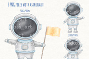 Astronaut & Space Watercolor Clipart, an Illustration by ekossa_art (Thumbnail 2 of 6)