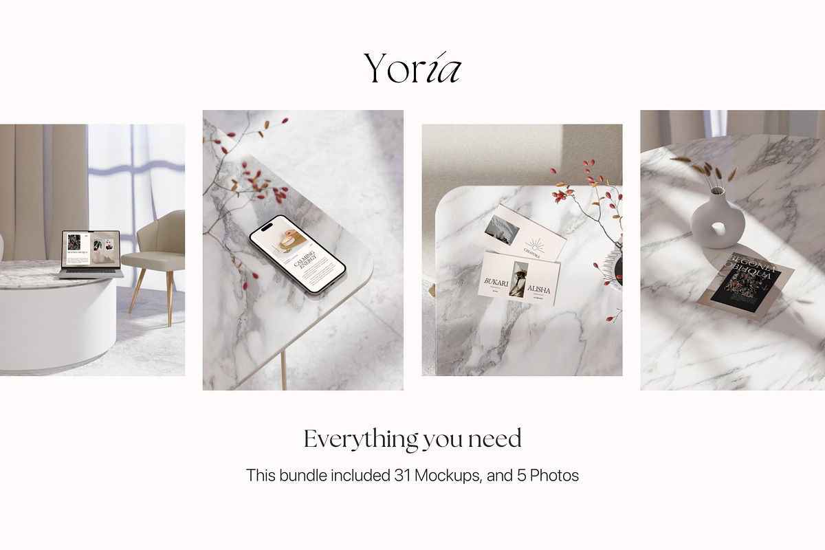 Yoria - Aesthetic Mockup Bundle, a Device Mockup by Creavora