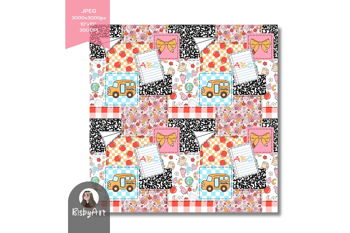 Back To School Patchwork Pattern, a Pattern Graphic by KisbyArt (Photo 4 of 4)