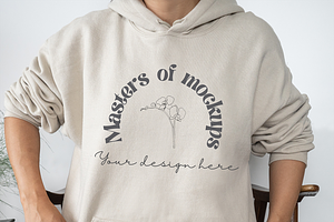 Beige Hoodie Mockup Gildan