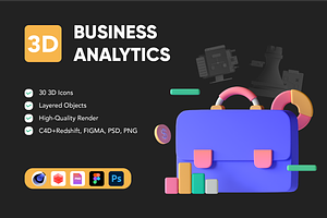 3D Business Analytics Icons