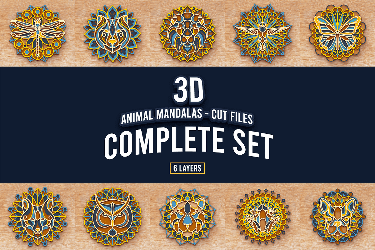 10 Animal Mandalas Set - Laser cut, an Object Graphic by Arshad Ali (Photo 1 of 22)