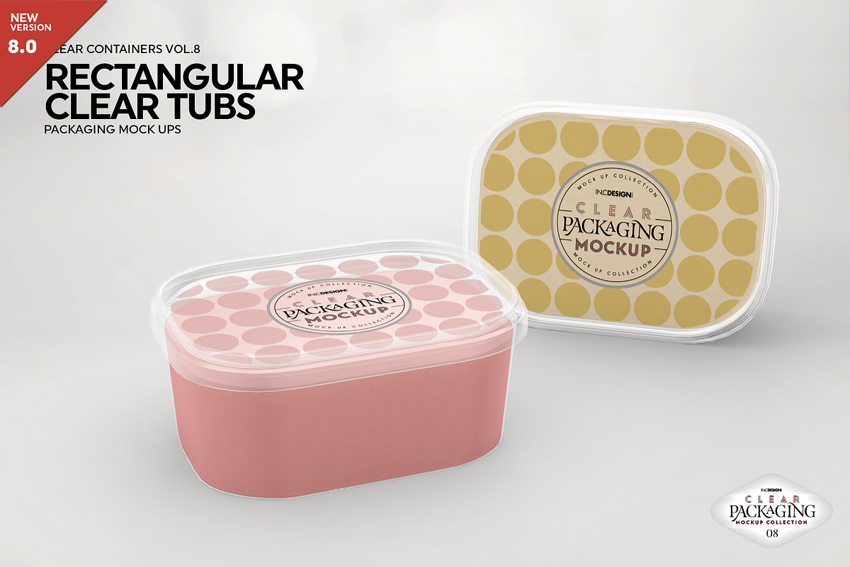 Clear Tub Containers PackagingMockup, a Cups & Container Mockup by INCDesign (Photo 1 of 7)
