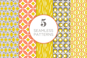 5 Seamless Mid-Century Patterns