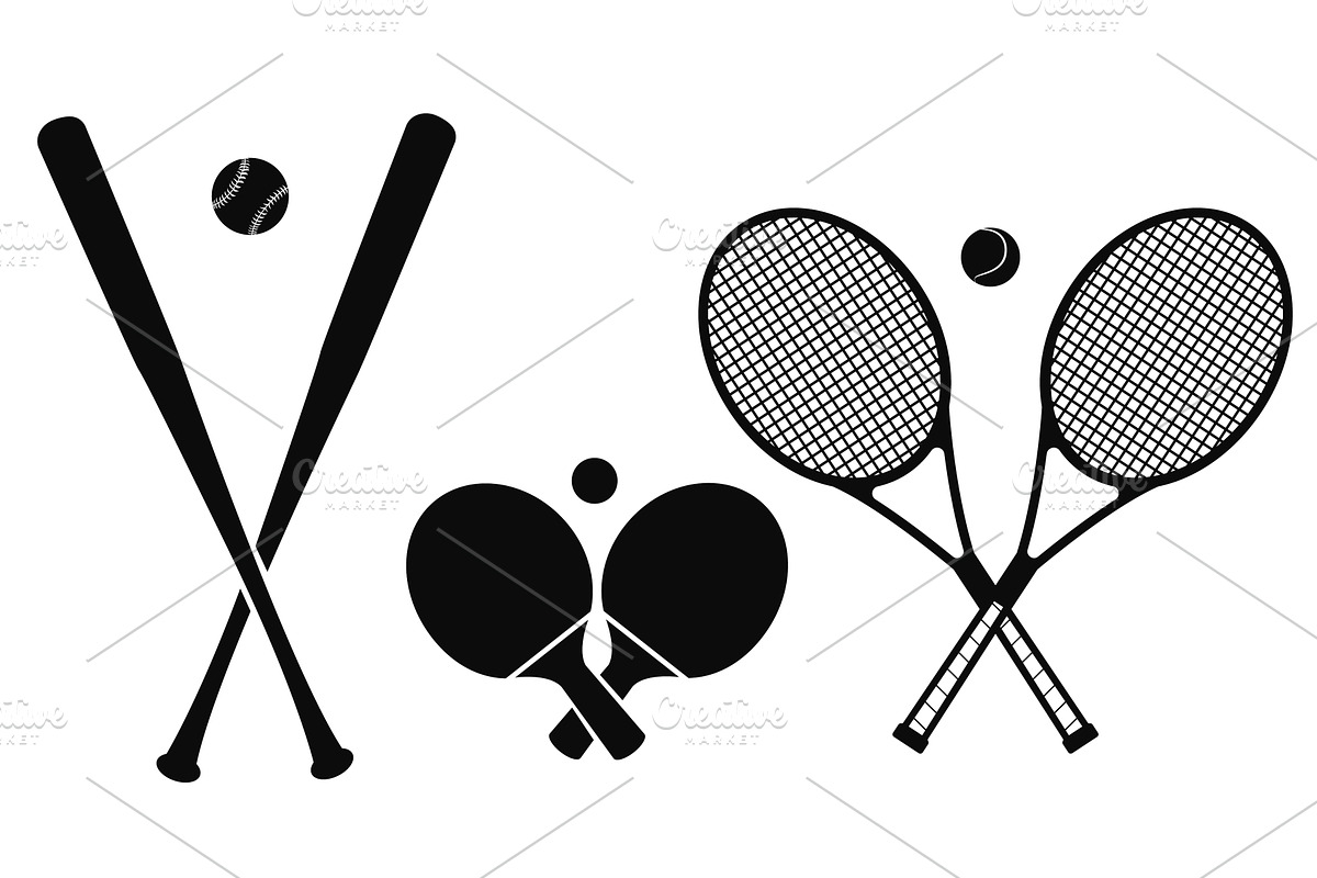 Crossed tennis rackets with ball, a Sport Illustration by Vectorbuum