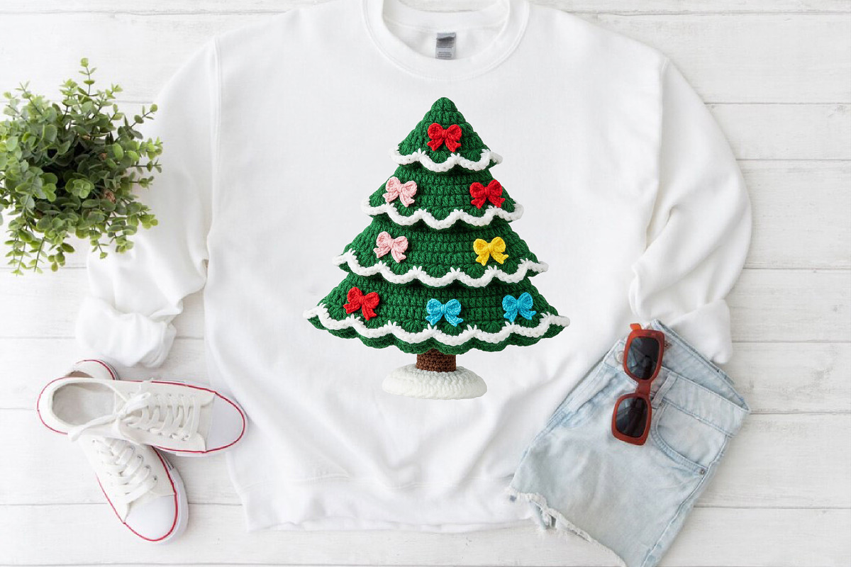 Christmas Tree Bow Crochet Faux Yarn, an Illustration by Craft Nest (Photo 4 of 5)