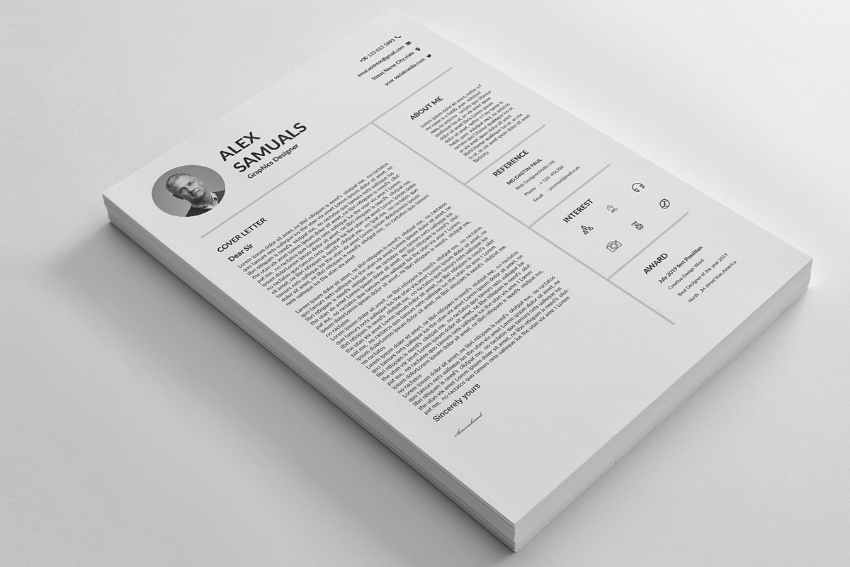 Clean and creative minimal resume, a Resume Template by Blackcloud_Creations (Photo 3 of 7)