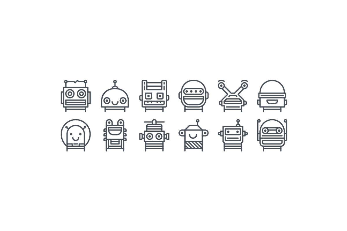 Robots: 12 icons & seamless pattern preview 2