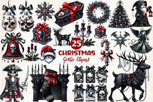 Gothic Christmas Sublimation Clipart