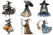 Watercolor Toile Witch Clipart, a Seasonal Illustration by CitraGraphics (Thumbnail 2 of 4)