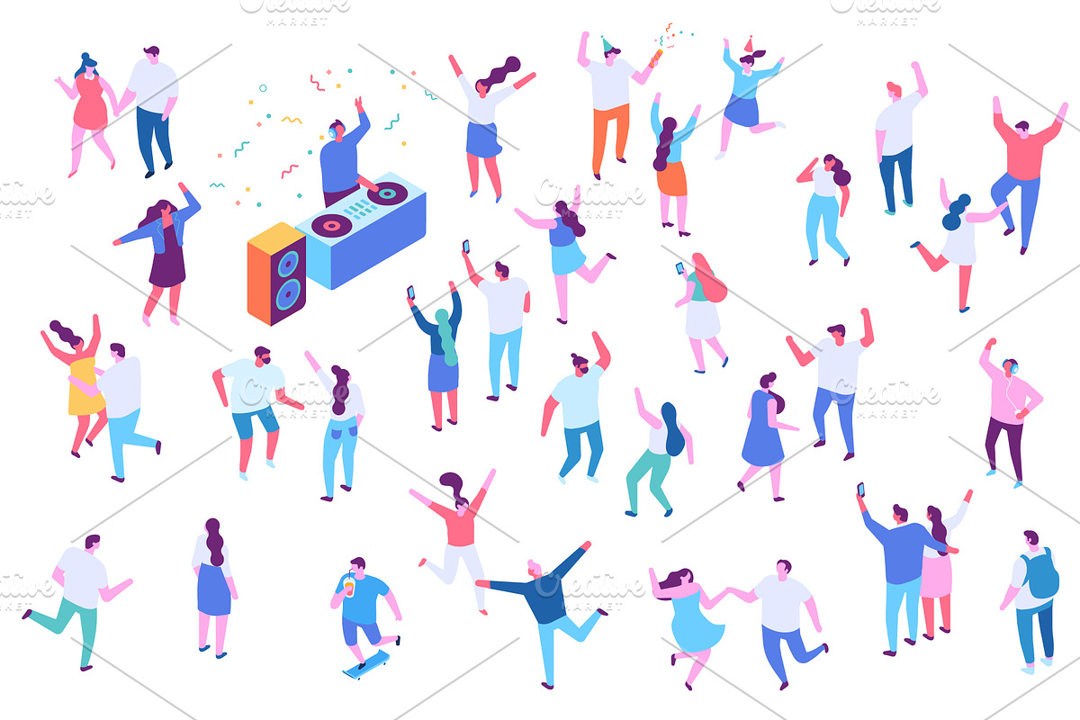Disco party with happy people, a Person Illustration by Vector_Art