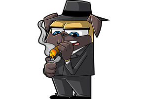 Funny Mafia Pug Dog Character, an Illustration by HitToon