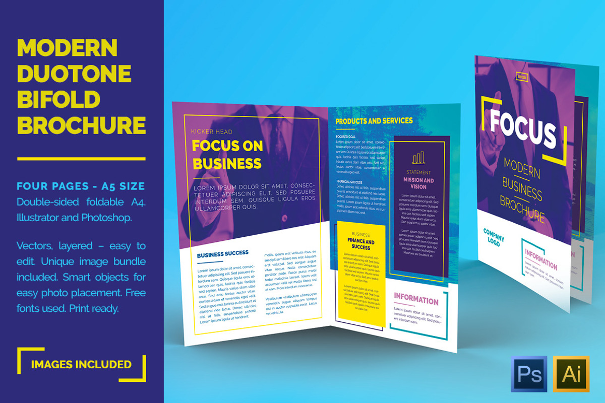 Duotone Bifold Business Brochure, a Brochure Template by Mikko Lemola (Photo 1 of 4)