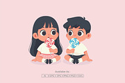 Happy Kids Holding Lollipop Vector, a Person Illustration by Partikusi Design (Thumbnail 2 of 3)