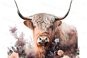 5 Highland Cow Watercolor Print