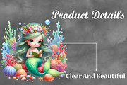 Cute Mermaid reading book Clipart, a Seasonal Illustration by Craft Nest (Thumbnail 3 of 5)