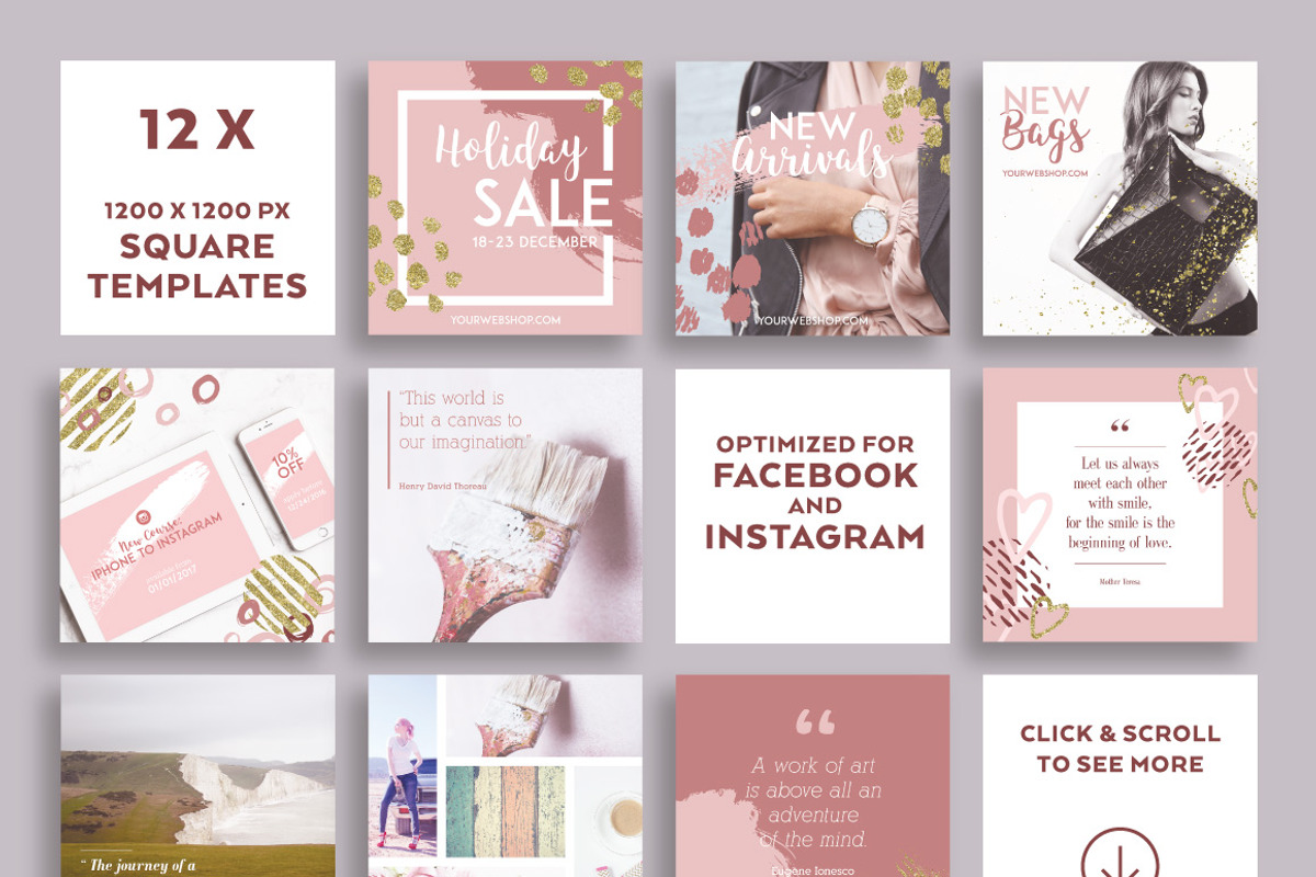 Dusty Pink INSTAGRAM BANNER Pack, a Social Media Template by Andimaginary Creative Co. (Photo 3 of 4)