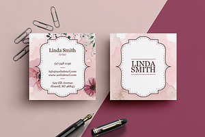 Square Business Card - Floral