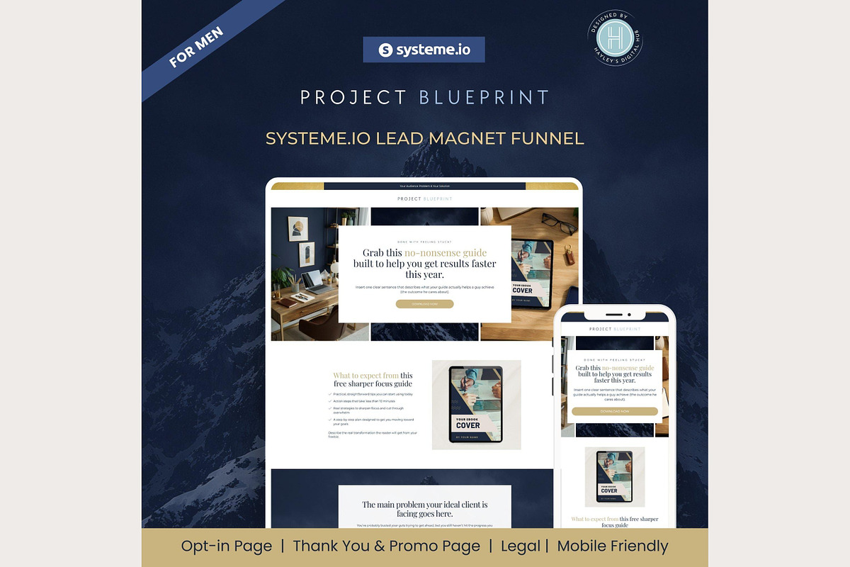 Systeme.io Blueprint Lead funnel, a Landing Page Template by Hayley's Digital Hub (Photo 1 of 10)