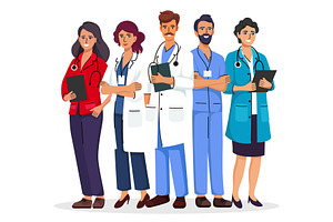 Hospital medical staff team standing, a Healthcare Illustration by Yayasya