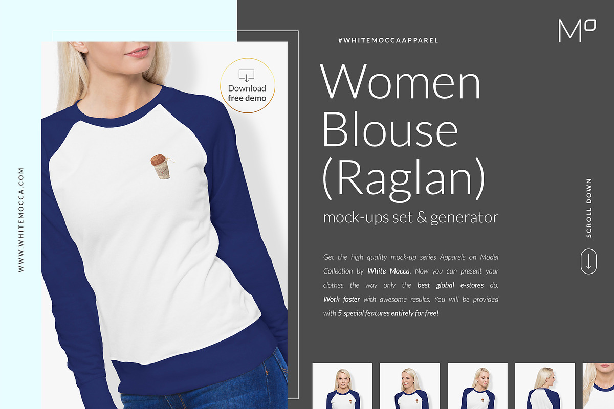 Women Raglan Mock-ups Set DEMO, a Books & Magazine Mockup by Apparel_Mockups (Photo 5 of 24)