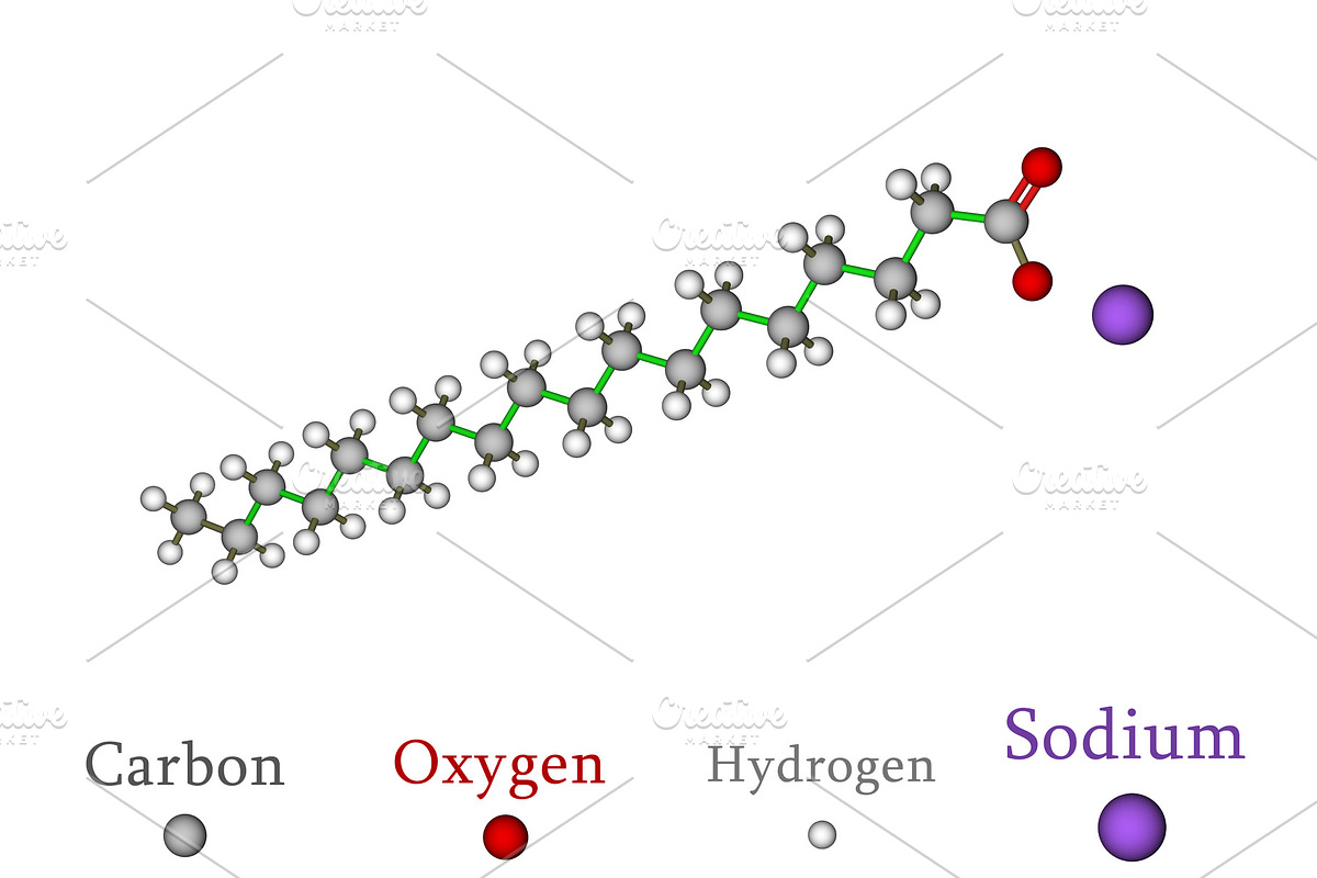 Sodium stearate, the major component, a Healthcare Illustration by Leonid Andronov