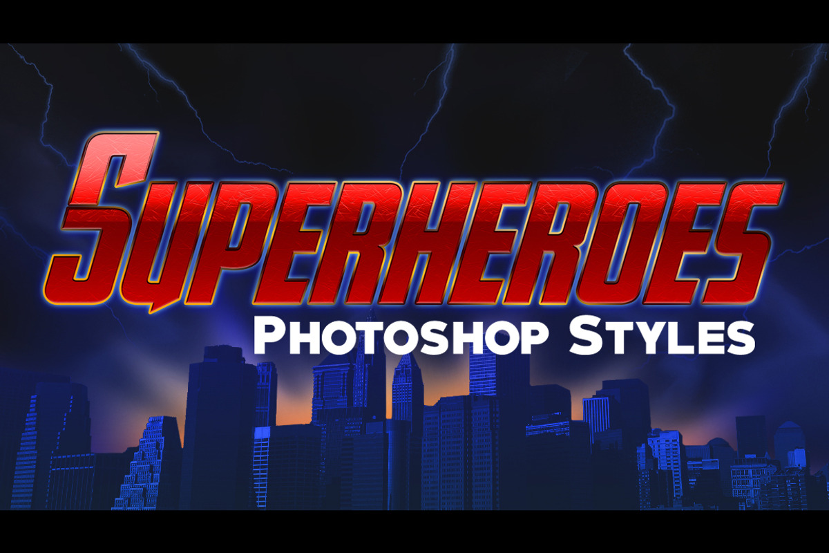 10 Photoshop Styles: Superheroes v1, a Layer Style Add-On by SuperheroVisions (Photo 1 of 15)