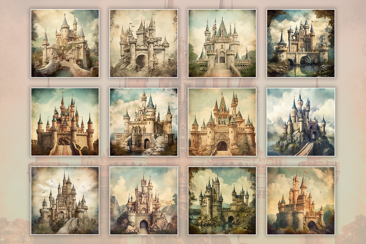 Medieval Castles Digital Papers, a Background Graphic by Fun Digital (Photo 6 of 6)