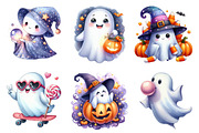 Vibrant Halloween ghost Clipart, an Illustration by SinaCreation (Thumbnail 2 of 5)