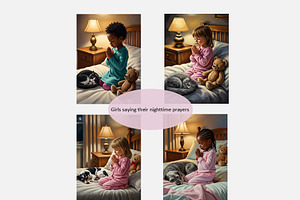 Girls praying at bedtime