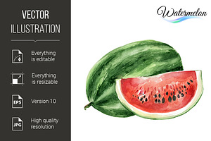 Watercolor watermelon, a Background Graphic by DvargShop