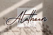 Alatheen Monoline Script style font, a Script Font by mahstudios (Thumbnail 1 of 8)