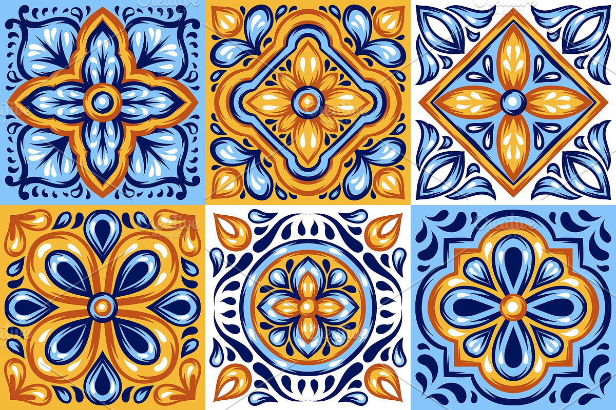 Italian ceramic tile pattern, a Decorative Illustration by incomible