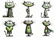 Quirky Valentine Cat Clipart, an Illustration by Black Bird Studio (Thumbnail 3 of 6)